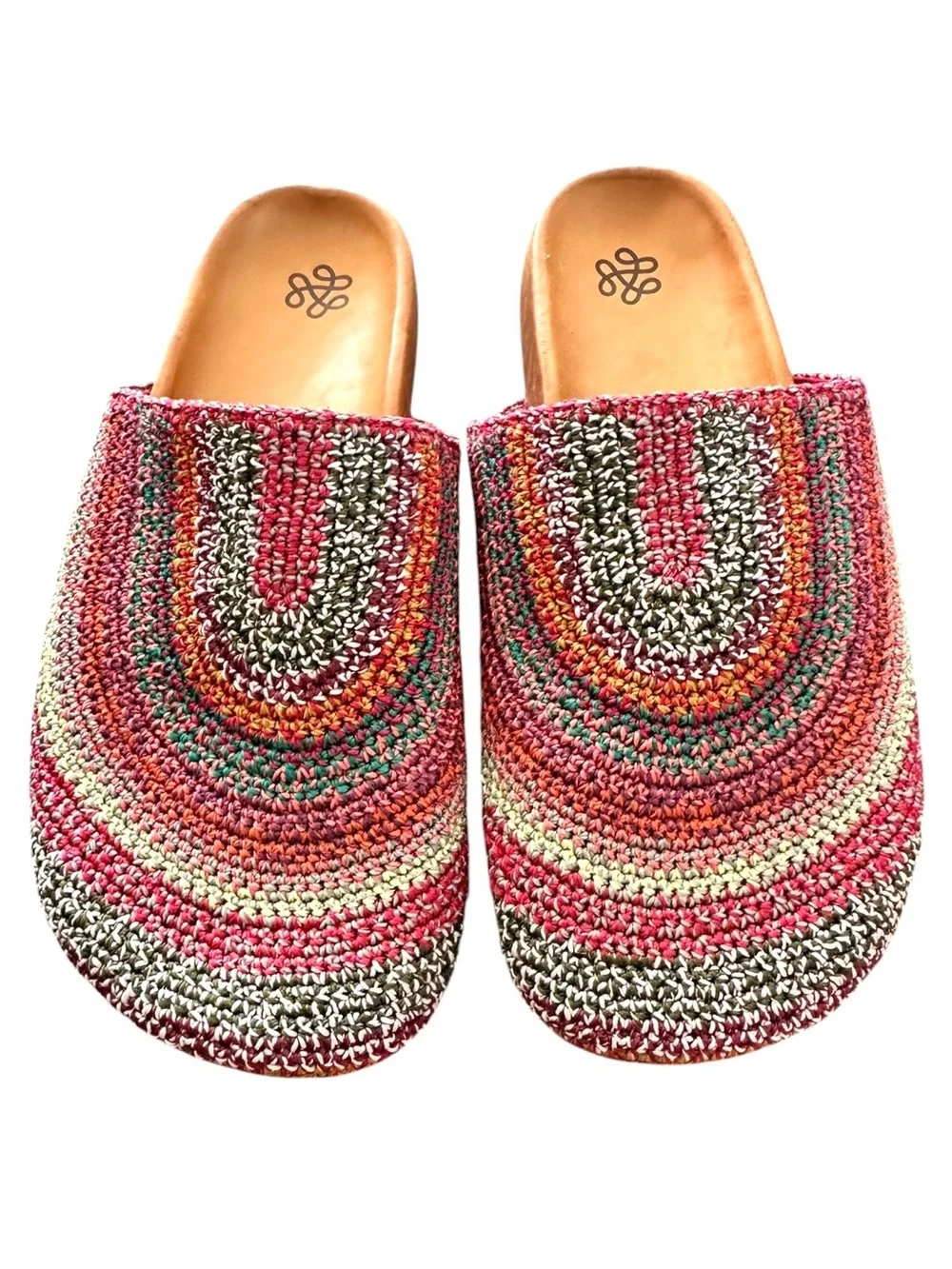 The Sak Bolinas Handwoven Multicolor Sunset Stripe Colorway Crochet Mules 10 - Picture 3 of 11